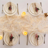 Snowkingdom 6Pcs 10 Ft Gold Table Runners, Sheer Chiffon Tulle