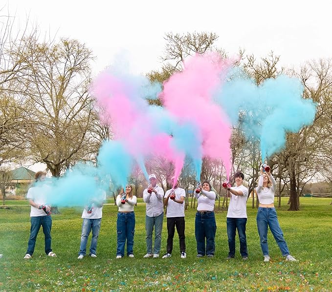 24” X large Gender Reveal Powder Smoke Bombs Cannon Poppers 2 Blue