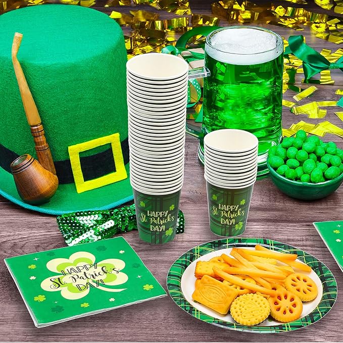 200 Pcs St Patrick's Day Party Decorations Serves 50 Irish Shamrock