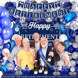 Retirement Party Decorations for Men Women 109Pcs Blue Silver Happy