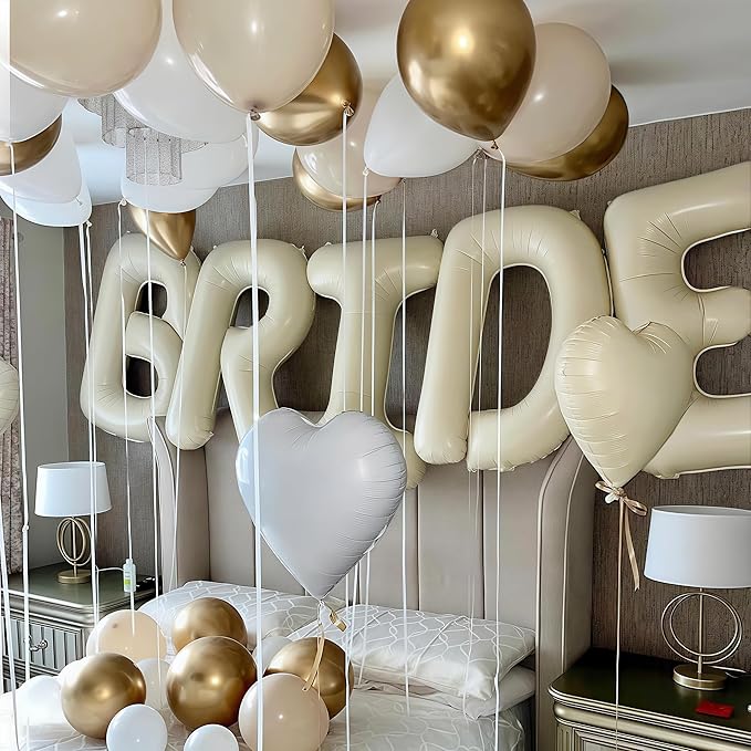 40 Inch Beige BRIDE Balloons Bachelorette for Bridal Shower, Cream