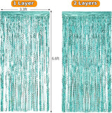 4 Pack 3.3 ft x 6.6 ft Wavy Aqua Teal Blue Tinsel Foil Fringe