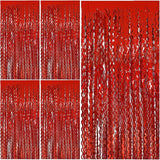 Red Tinsel Foil Fringe Curtains Wavy Backdrop for Parties Sparkle Meta