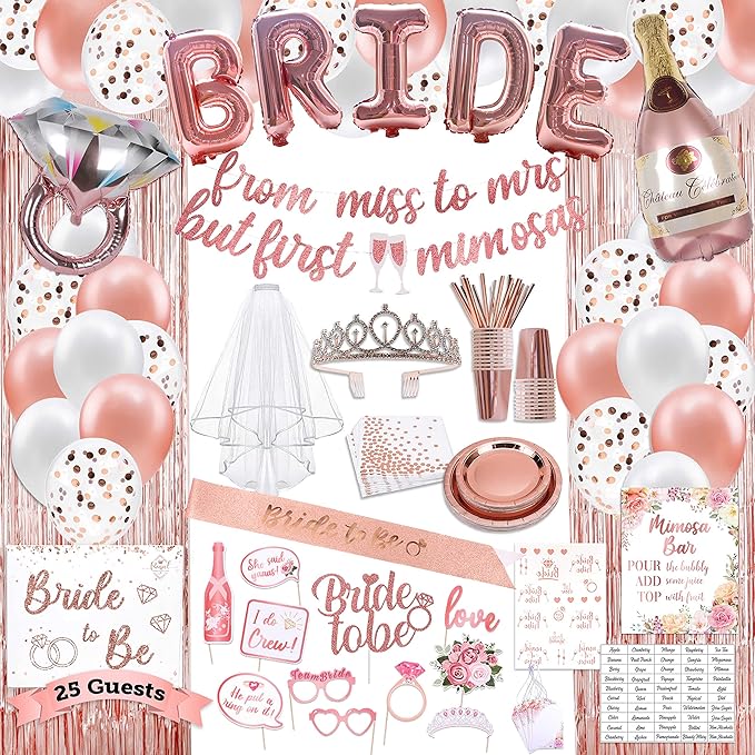 Bachelorette Party Decorations Kit Rose Gold Bridal Shower Bride