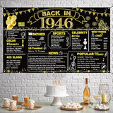 DARUNAXY 80th Birthday Black Gold Party Decoration, Back in 1946
