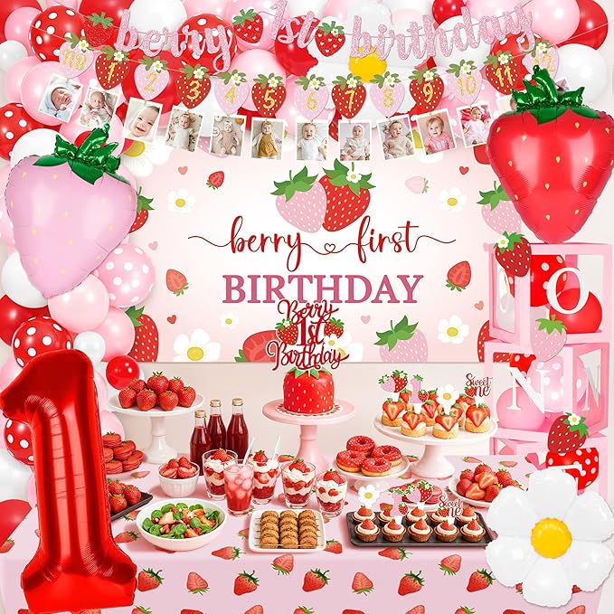 Berry First Birthday Decor Strawberry 1st Birthday Decorations for