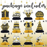 Black and Gold Birthday Decorations – 12Pcs Honeycomb Table