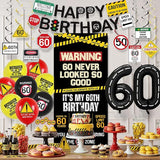 60th Birthday Decorations Men Women Caution Logo 60 Never Looked So