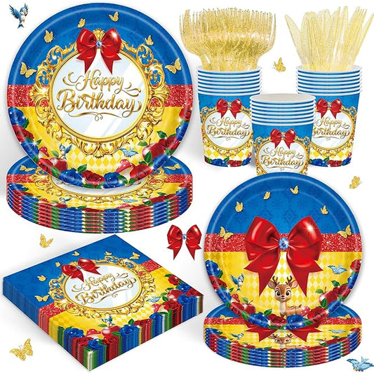 120PCS Princess Party Supplies for Girls Kids Cartoons Snow & White