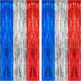 PIGETALE, 2 Pack 3.2 x 8.2 ft Red White and Blue Foil Fringe Backdrop
