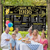 DARUNAXY 40th Birthday Black Gold Party Decoration, Back in 1986
