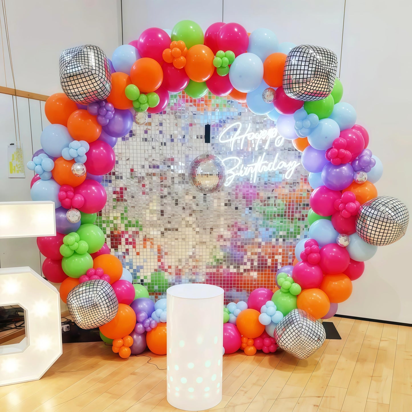 Neon Balloon Arch Garland Kit, Colorful Rainbow 70s 80s 90s Theme