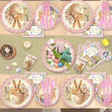 168PCS Happy Easter Party Supplies, Bunny and Eggs Paper Plates