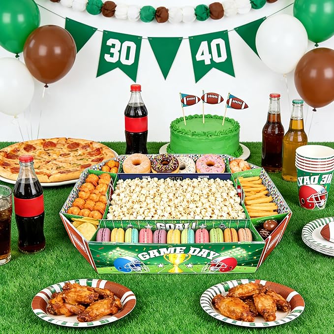 Football Party Supplies Kit Large Snack Stadium Football Plates