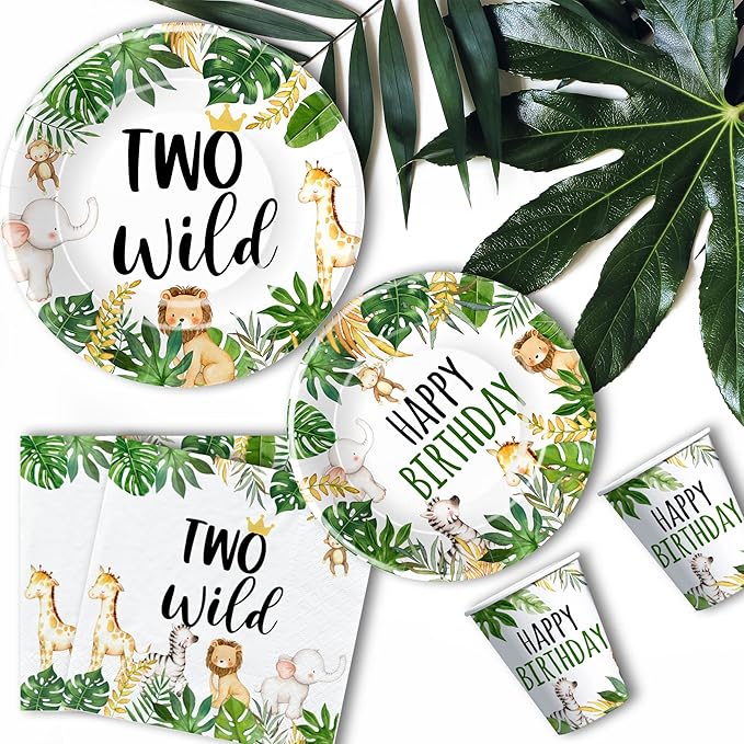 Jungle Animal Theme Two Wild Birthday Plates And Napkins Party