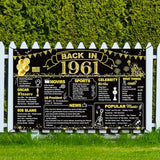 DARUNAXY 65th Birthday Black Gold Party Decoration, Back in 1961