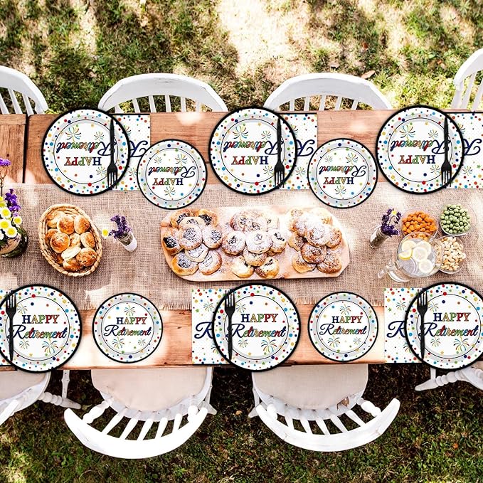 96 Pcs Happy Retirement Party Supplies Colorful Retirement Paper