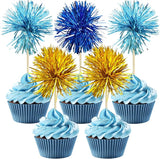 Gyufise 30Pcs Foil Firework Cupcake Toppers Sparkle Tinsel Cake #32