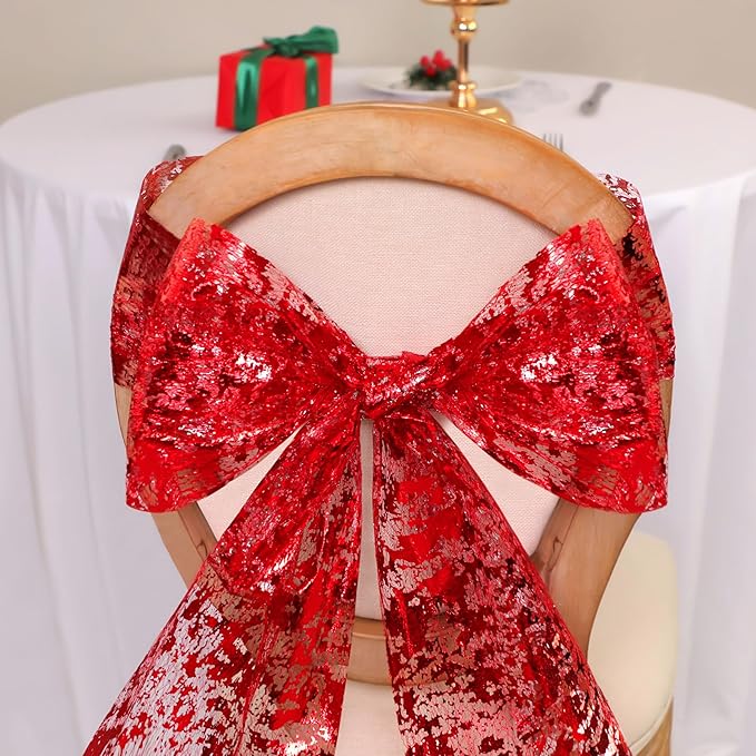 Snowkingdom 2Pcs Red Table Runner Roll Sequin Glitter Metallic Foil