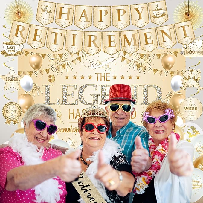 Roetyce Retirement Party Decorations Women, Champagne Gold Happy