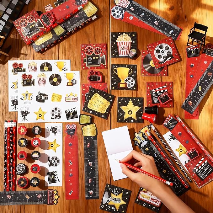 168 Pcs Movie Night Party Favors Set Movie Night Stationery Set