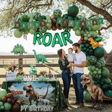 Dinosaur Birthday Party Decorations with Dinosaur backdrop Hunter