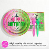 96pcs Witch Birthday Decorations Pink and Green Witch Theme Paper
