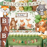 130pcs Woodland Baby Shower Decorations Safari Baby Shower