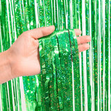BRAVESHINE Tinsel Foil Fringe Curtains - 2 Pack 3.2 x 8.2 ft Metallic