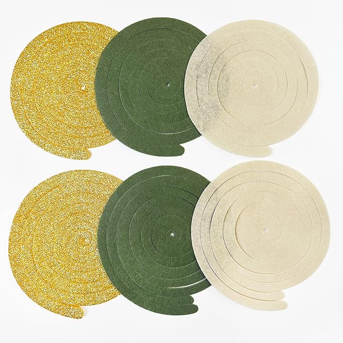 36Pcs Sage Green Gold Hanging Swirl Decorations Glitter Gold Olive