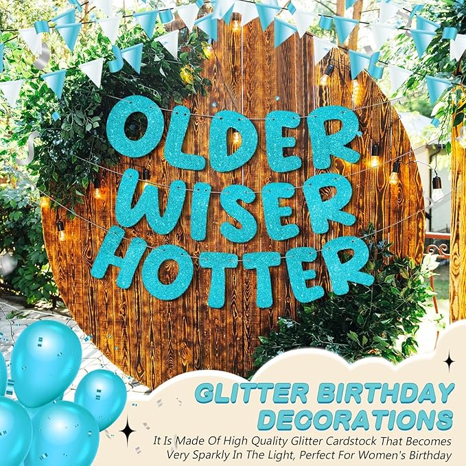 Fulmoon Set of 3 Pre Strung Older Wiser Hotter Glitter Banner Funny #1