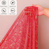 Snowkingdom Red Gold Table Runner Gauze 10FT Sparkly Sequin Glitter