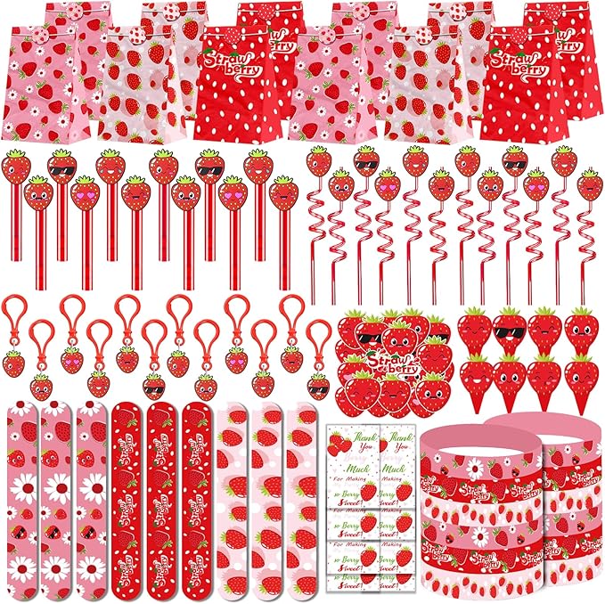 208PCS Strawberry Party Favors Berry First Birthday Decor Theme