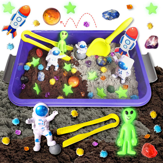 Galaxy Sensory bin, Gemstone Dig Kit,Galaxy Excavation Gem Kit with 5