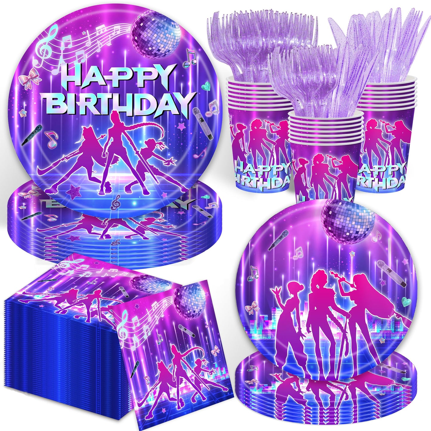 120 PCS Kpop Party Supplies Including 20 Plates 20 Paper Cups and 20