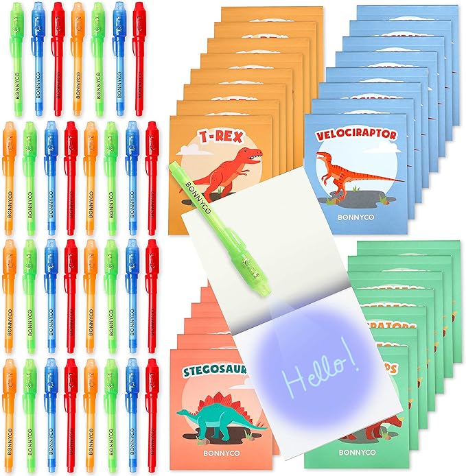 Invisible Ink Pen and Notebook Pack 32 Dinosaur Party Favors for
