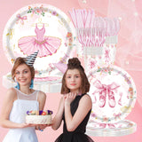 GalaHub 193Pcs Ballerina Birthday Party Decorations for 24 - Ballet