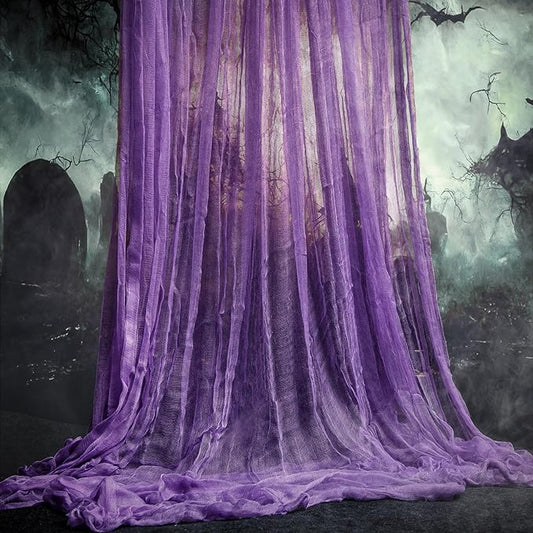 197'' x 85'' Halloween Purple Scary Gauze Purple Haunted House