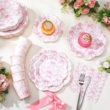 250 Pcs Pink Bow Paper Plates and Napkins Coquette Valentine's Day