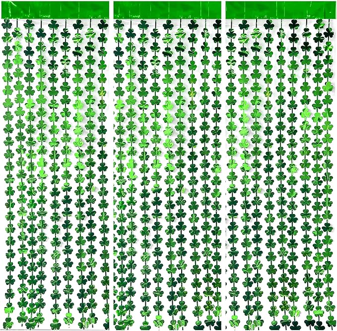 St Patrick's Day Tinsel Curtains 6.5X3.28 Pack of 3 St Patricks Day