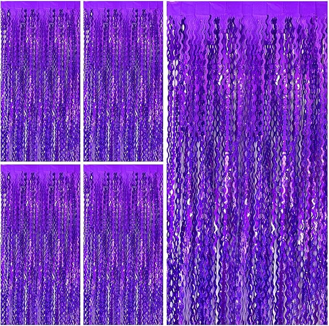 Tinsel Foil Fringe Curtains Wavy Backdrop for Parties Sparkle #3