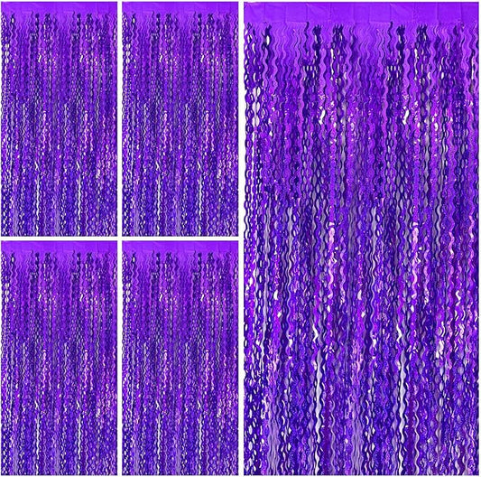 Tinsel Foil Fringe Curtains Wavy Backdrop for Parties Sparkle #3