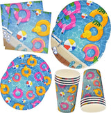 122 Pcs Pool Party Supplies Set Paper Plate Cup Napkin for Summer