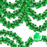 50FT St Patrick's Day Tinsel Garland, Green Shamrock Tinsel Garland