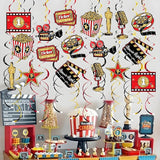 48CT Movie Night Hanging Swirls Decorations Red Gold and Black