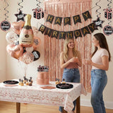 Rose Gold and Black Birthday Decorations Party Supplies Kit with