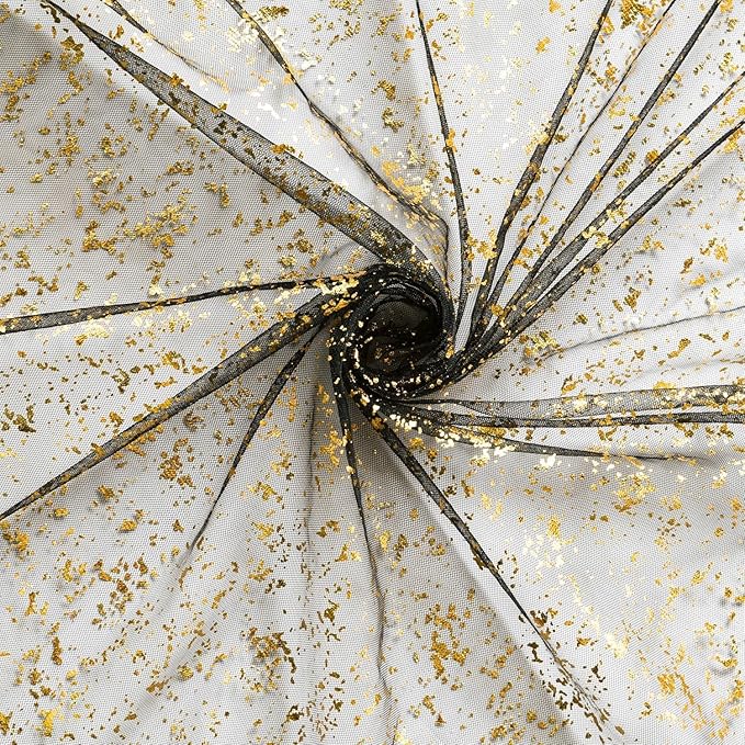 Artoid Mode Black Gold Gauze Table Runner 120 Inch 10Pcs, Glitter
