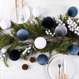 Velvet Christmas Ornaments Balls for Tree - 15pcs Blue Shatterproof