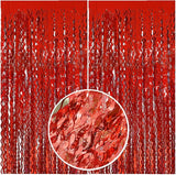 Red Streamers Tinsel Foil Fringe Curtains Wavy for Parties Sparkle
