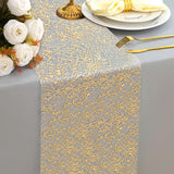 Snowkingdom 20Ft Gold Table Runner, Golden Glitter Foil Metallic Thin